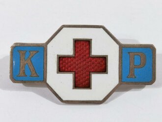 Kaiserreich, Deutsches Rotes Kreuz, Brosche für Krankenpflegerin, Nr. 6213, Buntmetall versilbert, emailliert, 44 mm