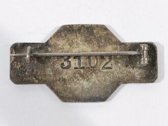 Kaiserreich, Deutsches Rotes Kreuz, Brosche für Krankenpflegerin, Nr. 3102, Buntmetall versilbert, emailliert, 44 mm