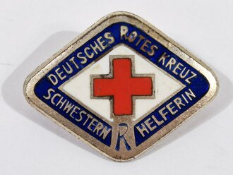 Deutschland nach 1945, DRK Deutsches Rotes Kreuz, Brosche für Schwesternhelferin, Buntmetall versilbert, emailliert, 37 mm