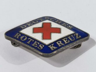 Deutschland nach 1945, DRK Deutsches Rotes Kreuz, Brosche, Buntmetall versilbert, emailliert, 37 mm