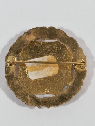 Evangelische Frauenhilfe, Goldene Ehrennadel, Buntmetall, emailliert, 33 mm