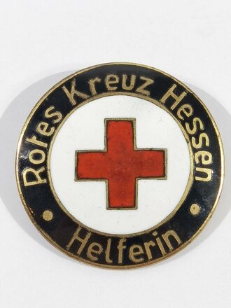 Rotes Kreuz Hessen, Brosche für Helferin, Buntmetall, emailliert, 36 mm