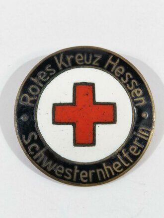 Rotes Kreuz Hessen, Brosche für Schwesternhelferin, Buntmetall, emailliert, 36 mm