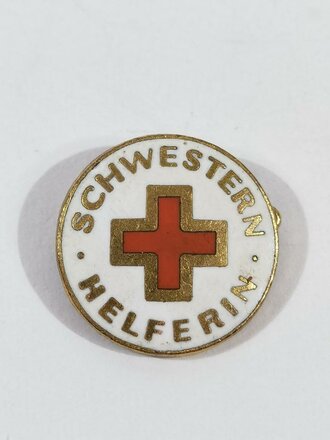 Deutschland nach 1945, Rotes Kreuz, Brosche für Schwesternhelferin, Buntmetall, emailliert, 17 mm