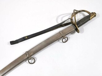 U.S. Civil War, Cavalry Saber and steel Scabbard, Model 1860, made by Ames Manufacturing Company Chicopee Massachusetts, 110 cm (43"), dated 1862, good condition, with sword knot?