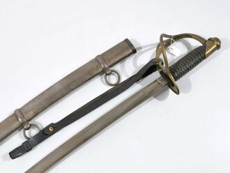 U.S. Civil War, Cavalry Saber and steel Scabbard, Model 1860, made by Ames Manufacturing Company Chicopee Massachusetts, 110 cm (43"), dated 1862, good condition, with sword knot?