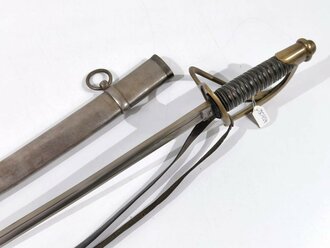 U.S. Civil War, Cavalry Saber and steel Scabbard, Model 1860, made by Ames Manufacturing Company Chicopee Massachusetts, 110 cm (43"), dated 1862, good condition, with sword knot?