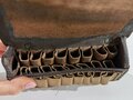 U.S. Civil War, Henry Cartridge Box .44, No. 2, 24 belt loops inside, black leather, ca. 11 x 18 x 4 cm,1860s, used condition