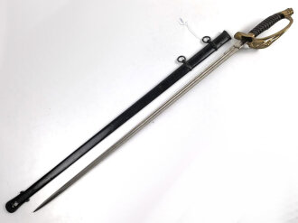 Preussen, Infanterie Offiziers Degen IOD89. Otto Merten Solingen, ungereinigtes Stück, die Scheide original lackiert