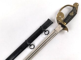Preussen, Infanterie Offiziers Degen IOD89. Otto Merten Solingen, ungereinigtes Stück, die Scheide original lackiert