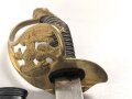 Preussen, Infanterie Offiziers Degen IOD89. Otto Merten Solingen, ungereinigtes Stück, die Scheide original lackiert