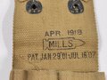 U.S. WWI, AEF Double/Twin Magazine Pouch M1912 for Colt M1911, "Mills", dated April 1918, 14 x 10 x 2 cm, vgc