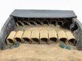 U.S. Civil War, Henry Cartridge Box/Pouch .44, No. 1, 24 belt loops inside, black leather, ca. 14 x 17 x 4 cm, good used condition