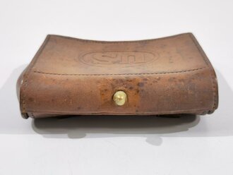 U.S. Army Indian Wars, M1874 McKeever Cartridge Box/Pouch for 45-70 Springfield Rifle and Palmer Brace System, 2nd Type/Pattern, ca. 10 x 14 x 4 cm, used condition, tap for clip is loose