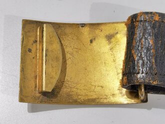 U.S. Army Indian Wars/Spanish American War, Officer´s Belt with Buckle, Buckle 5 x 7,5 cm, belt buckle in good used condition, leather brittle and cracked