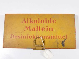 Blechkasten für "Alkaloide, Mallein, Desinfektionsmittel". Gehört in die  Veterinär Satteltasche 29