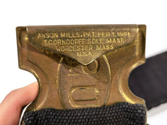 U.S. Army Indian Wars/Spanish American War, Cartridge Belt with stamped Mills M1881 H-Buckle and Loops for 45 Cartridges, Buckle 8  x 7 cm, Belt possibly not matching to Buckle, very good condition