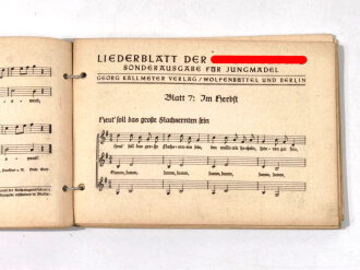"Liederblatt der Hitler Jugend" Sonderausgabe für Jungmädel, Blatt 1-12, nicht auf Vollständigkeit geprüft