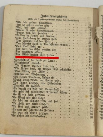 Liederbuch der Nationalsozialistischen Deutschen Arbeiter Partei, 93 Seiten , kleinformat