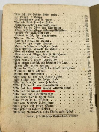 Liederbuch der Nationalsozialistischen Deutschen Arbeiter Partei, 93 Seiten , kleinformat