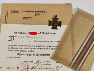 Ehrenkreuz für Kriegsteilnehmer, zusammengehöriges Set