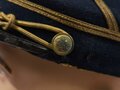 U.S. Civil War, CSA Confederate Infantry Officer´s Cap Kepi for Captain with quatrefoil on the crown, visor buttons with confederate eagle, used condition, moth holes