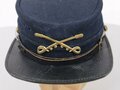 U.S. Civil War, CSA Confederate Cavalry Cap Kepi, visor buttons with confederate eagle, used condition, moth holes