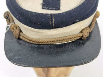 U.S. Civil War era ?, CSA Confederate Cap Kepi with Cross on Crown , visor buttons with confederate eagle, used condition, moth holes