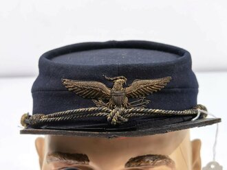 U.S. Civil War era?, Cadet Cap Kepi with Eagle Insignia, "Ridabock Company", visor buttons with "New York" (?) coat of arms, used condition, moth holes