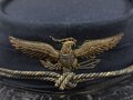 U.S. Civil War era?, Cadet Cap Kepi with Eagle Insignia, "Ridabock Company", visor buttons with "New York" (?) coat of arms, used condition, moth holes