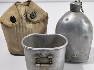 U.S. WWI, AEF Canteen M1910, cup marked"129 MG...