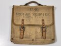 U.S. Briefcase/Bag, "U.S. INDIAN SERVICE Forestry Branch", leather and canvas, 30 x 33 cm, used good condition
