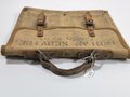 U.S. Briefcase/Bag, "U.S. INDIAN SERVICE Forestry Branch", leather and canvas, 30 x 33 cm, used good condition