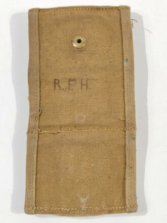 U.S. WWI, AEF M1917 revolver Half Moon Clip 3 Pocket Pouch for .45 cal, "R.F.H.", used good condition