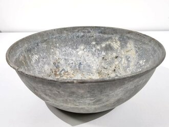 British 1942 dated metal bowl, 37cm diameter, uncleaned