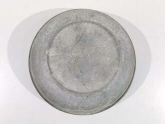 British 1942 dated metal bowl, 37cm diameter, uncleaned