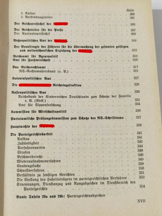 Organisationsbuch der NSDAP. Die erste Seite nach dem Portrait fehlt, sonst sehr guter Zustand