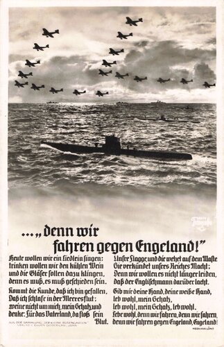 Propagandapostkarte "...denn wir fahren nach Engeland! (Hermann Löns)"