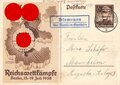 Postkarte "SA. Reichswettkämpfe, Berlin 15.-17.Juli 1938", Sonderstempel "Blumenau über Mannheim-Sandhofen"