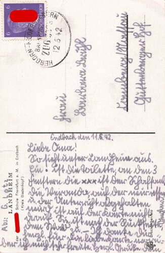 Fotopostkarte "Landheim der Adolf Hitler Schule Frankfurt a. M. in Endbach (Kreis Biedenkopf)"