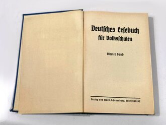 "Deutsches Lesebuch für Volksschulen", 4. Band, 320 Seiten, 1939, gebraucht, DIN A5