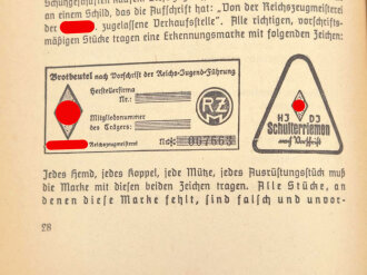 "Dienstvorschrift der Hiltlerjugend. Vorschrift über den Jungvolkdienst vom 1.7.1938", hrsg. v. der Reichjugendführung, 64 Seiten, gebraucht, DIN A5