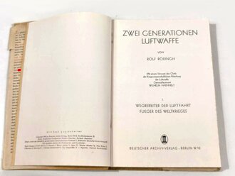 "Zwei Generationen Luftwaffe", Rolf Roeingh, 224 Seiten, 1942, gebraucht, Schutzumschlag beschädigt, DIN A5