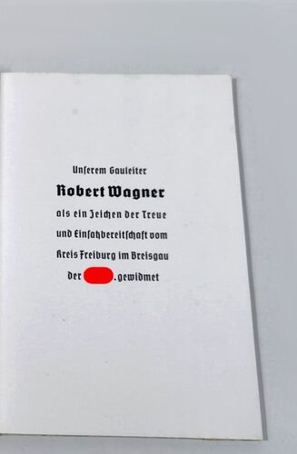 "Kreis Freiburg i. Br. an der Arbeit", hrsg. v. Kreisleiter Dr. Fritsch, ohne Seitenanzahl, ohne Jahr, gebraucht, DIN A5