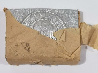 Heer, Koppelschloss aus Aluminium mit aufgeklammertem Emblem, Neuwertiges Stück, original verpackt
