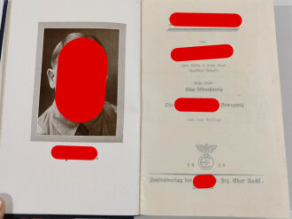 Adolf Hitler " Mein Kampf" Blaue Ganzleinenausgabe im Schutzumschlag. Leichter Wasserschaden, kellergeruch, direkt aus Privathaushalt