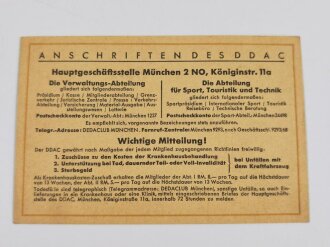 Mitgliedsausweis 1933/34 " Der Deutsche Automobil...