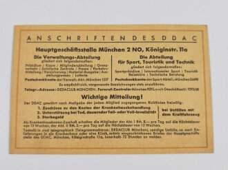 Mitgliedsausweis 1933/34 " Der Deutsche Automobil Club"