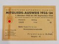 Mitgliedsausweis 1933/34 " Der Deutsche Automobil Club"