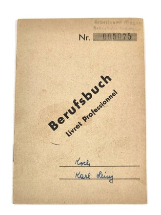 "Berufsbuch/Livret Professionnel", Beruf Koch, Mayen 1948, gebraucht